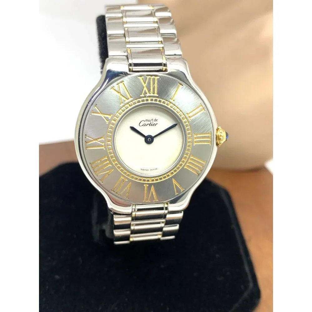 Cartier Must 21 Women's Watch Swiss Quartz Silver Dial Two Tone Steel 31mm